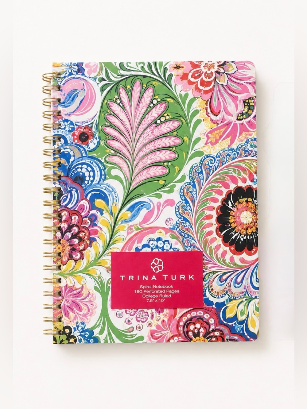 Trina Turk Floral Multicolor Spiral Notebook with Gold Coil